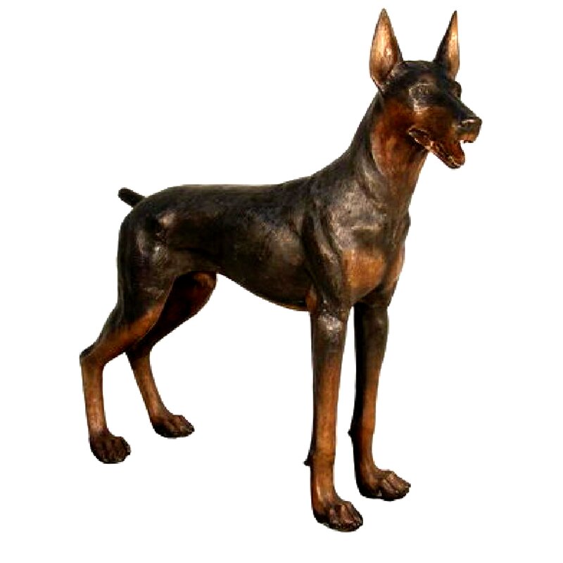 doberman stone statue